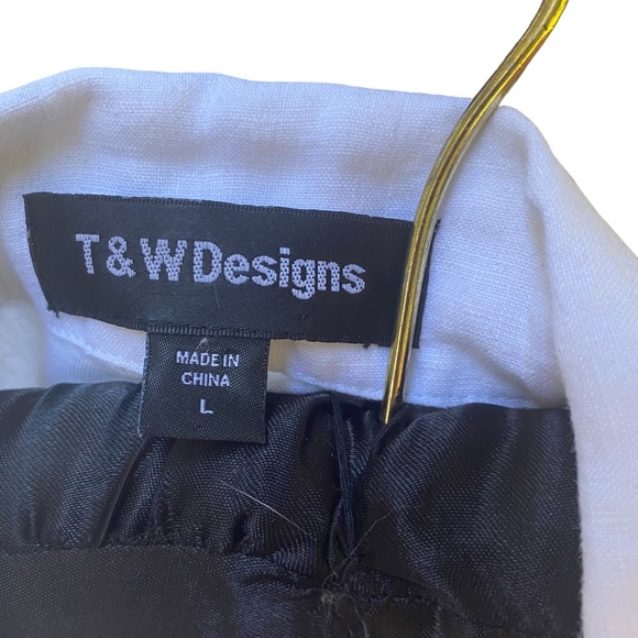T & W Designs 100% Linen Button Front Top with Pockets and Back Pleat EUC Size L - Picture 4 of 7